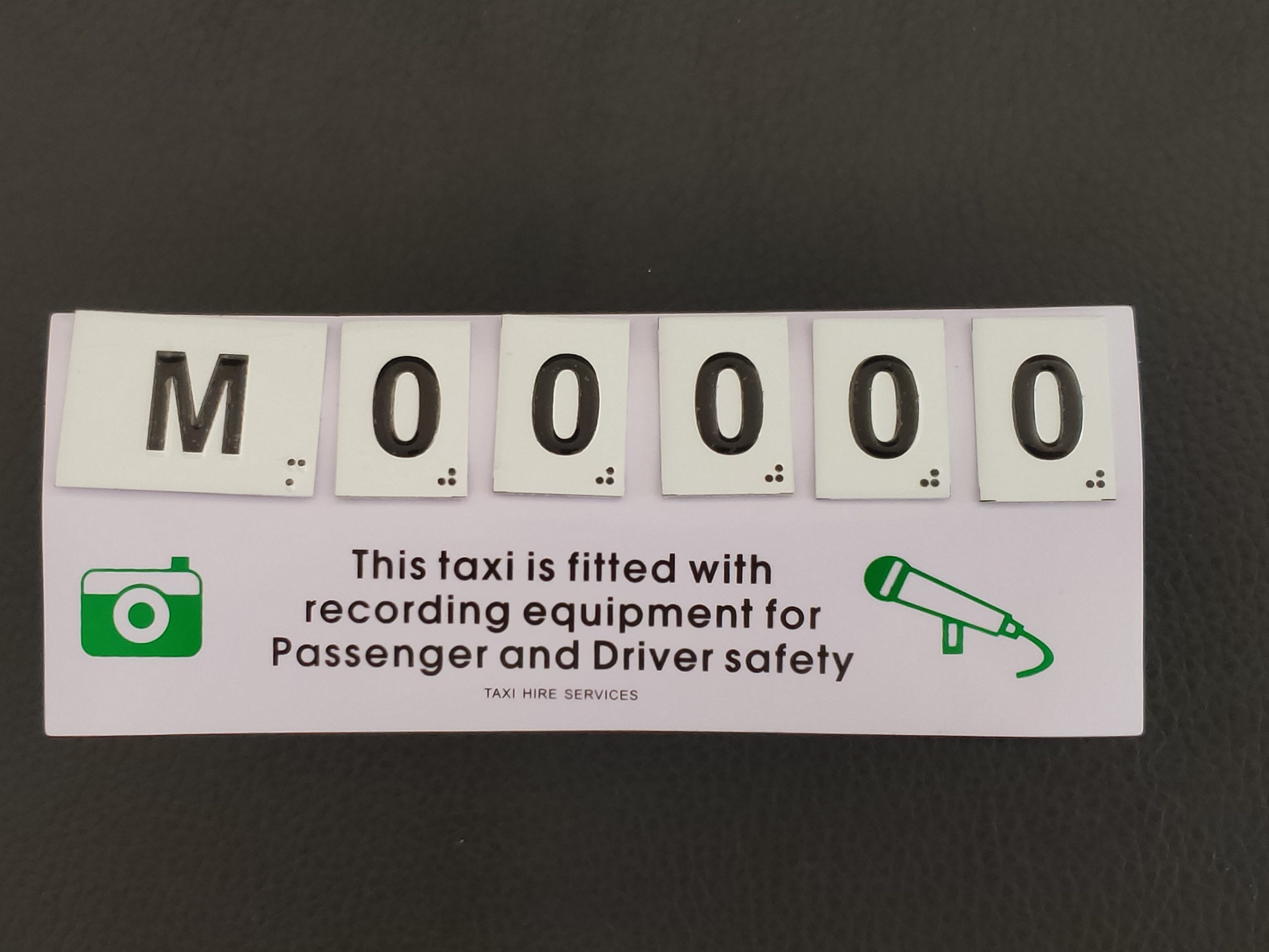 Tactile / Braille Door Numbers with Taxi Camera Security Stickers Kit - Image 4