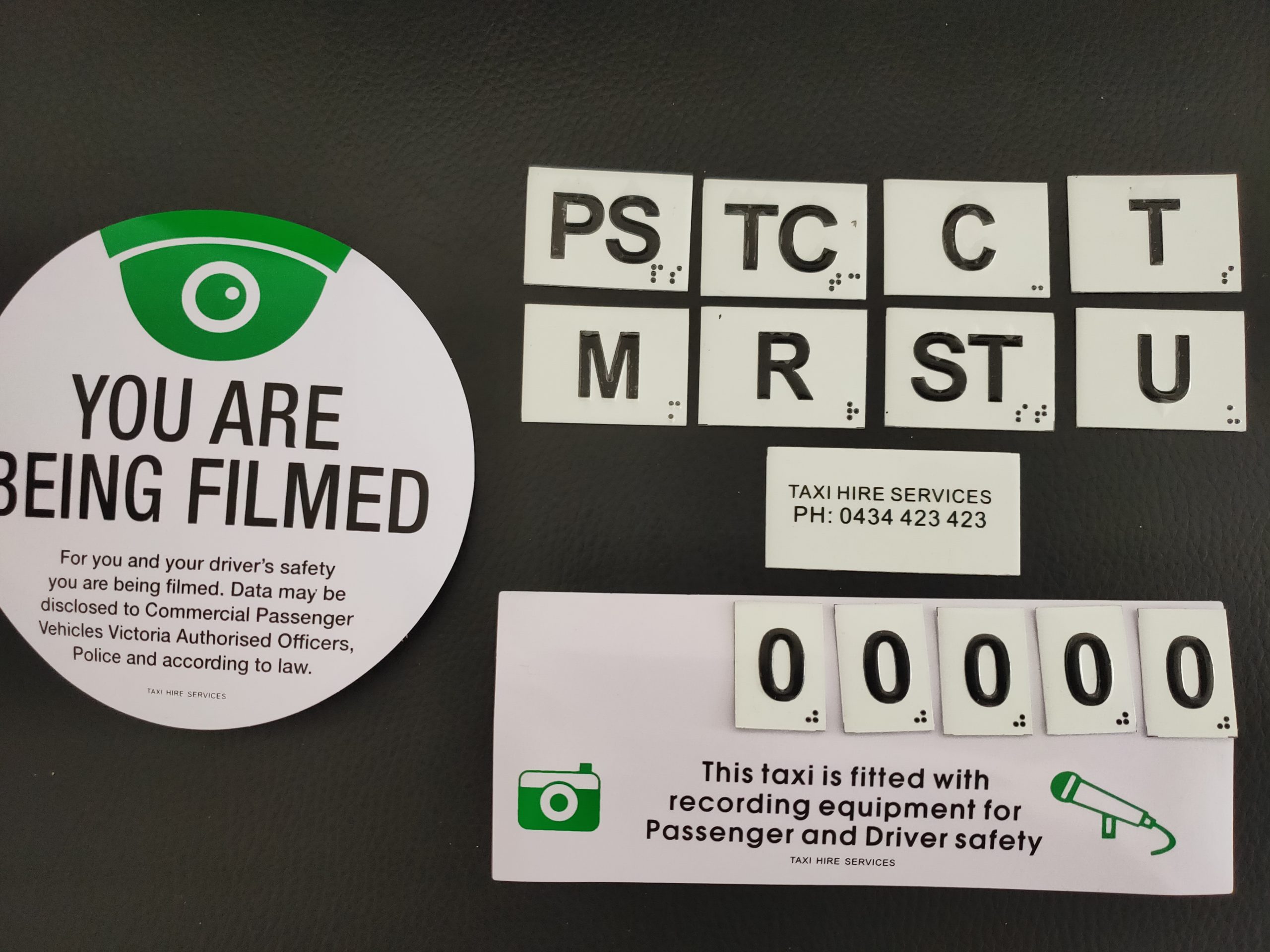 Tactile / Braille Door Numbers with Taxi Camera Security Stickers Kit - Image 5