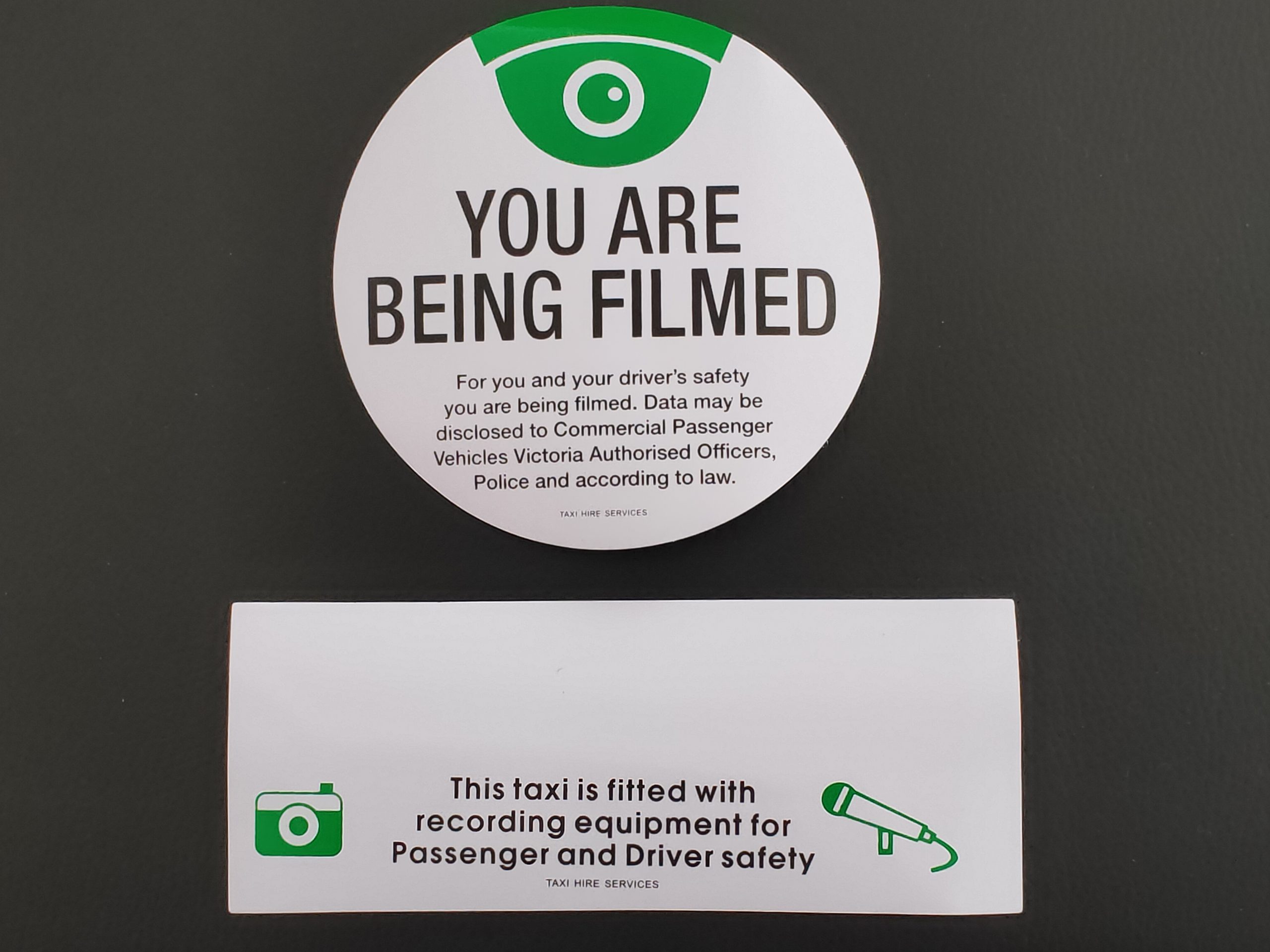 Taxi Doors Camera Security Stickers X 4